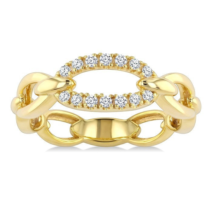 1/6 Ctw Open Link Round Cut Diamond Fashion Ring in 14K Yellow Gold