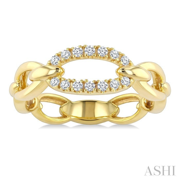 1/6 Ctw Open Link Round Cut Diamond Fashion Ring in 14K Yellow Gold