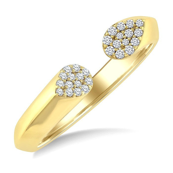1/6 Ctw Round Cut Diamond Twin Cluster Fashion Ring in 10K Yellow Gold