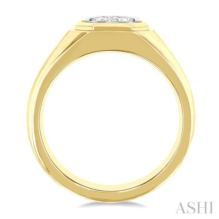1/2 Ctw Octagonal Shape Shine Bright Round Cut Diamond Men's Ring in 10K Yellow and White Gold