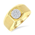 1/2 Ctw Basin Nestled Circular Mount Shine Bright Round Cut Diamond Men's Ring in 10K Yellow and White Gold