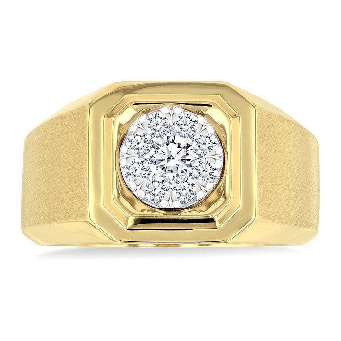 1/2 Ctw Shine Bright Two-Tone Round Cut Diamond Men's Ring in 10K Yellow and White Gold