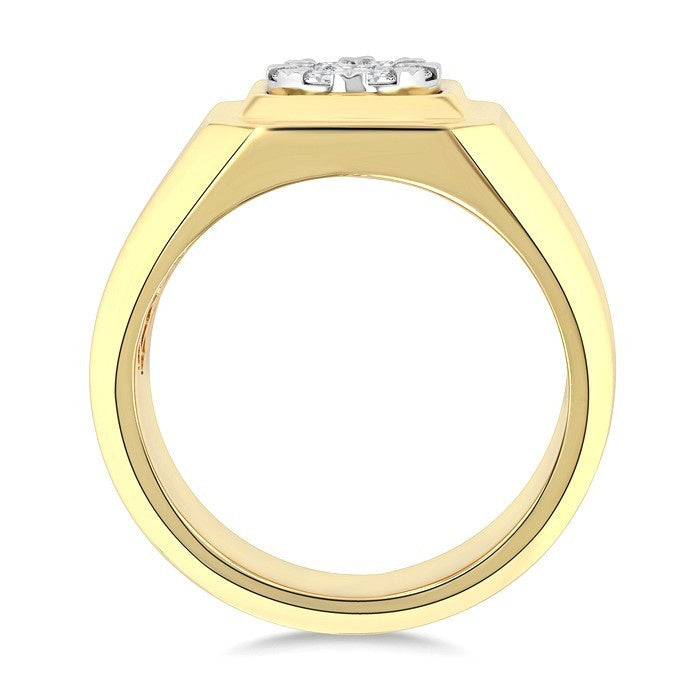 1/2 Ctw Shine Bright Two-Tone Round Cut Diamond Men's Ring in 10K Yellow and White Gold