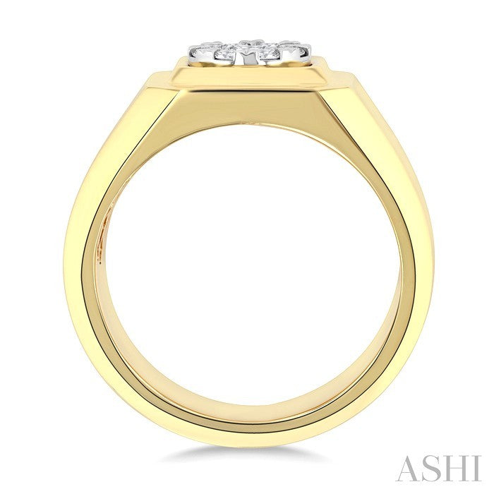 1/2 Ctw Shine Bright Two-Tone Round Cut Diamond Men's Ring in 10K Yellow and White Gold