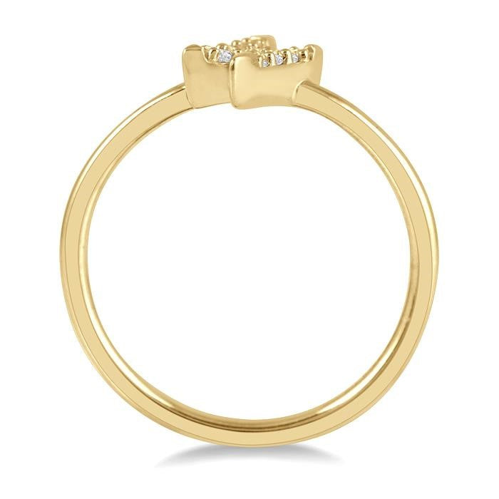 1/10 Ctw Lightning Bolt Round Cut Diamond Petite Fashion Ring in 14K Yellow Gold