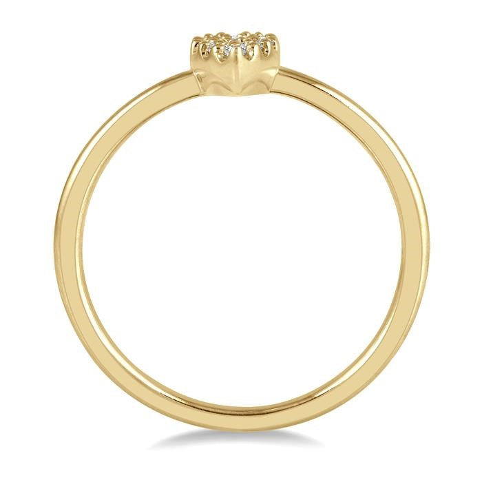 1/10 Ctw Pear Shape Mount Round Cut Diamond Petite Ring in 10K Yellow Gold