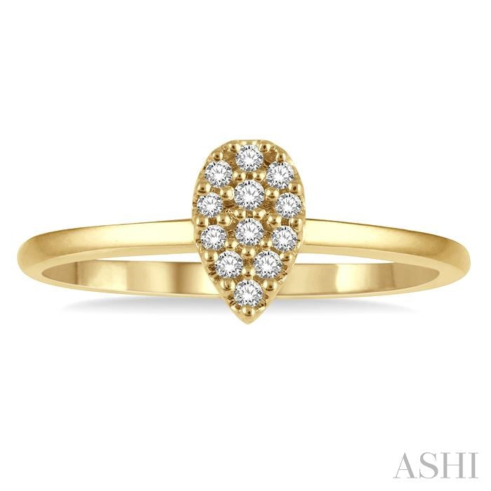 1/10 Ctw Pear Shape Mount Round Cut Diamond Petite Ring in 10K Yellow Gold