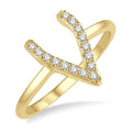 1/8 Ctw Wishbone Round Cut Diamond Petite Ring in 10K Yellow Gold