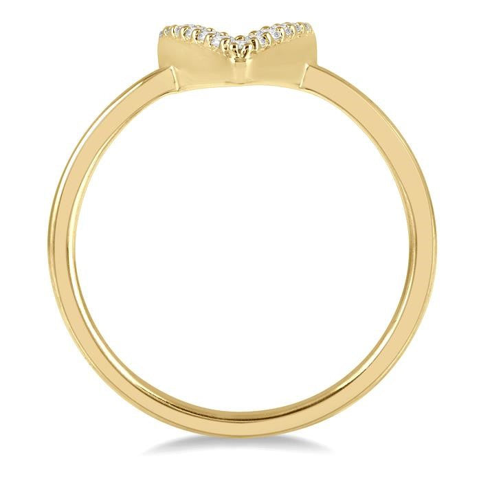 1/8 Ctw Wishbone Round Cut Diamond Petite Ring in 10K Yellow Gold