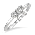 1/10 Ctw Bow Cutout Round Cut Diamond Petite Fashion Ring in 10K White Gold