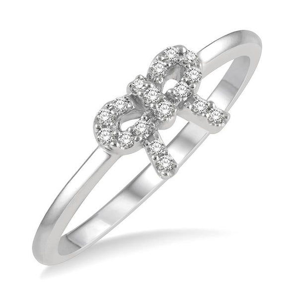1/10 Ctw Bow Cutout Round Cut Diamond Petite Fashion Ring in 10K White Gold