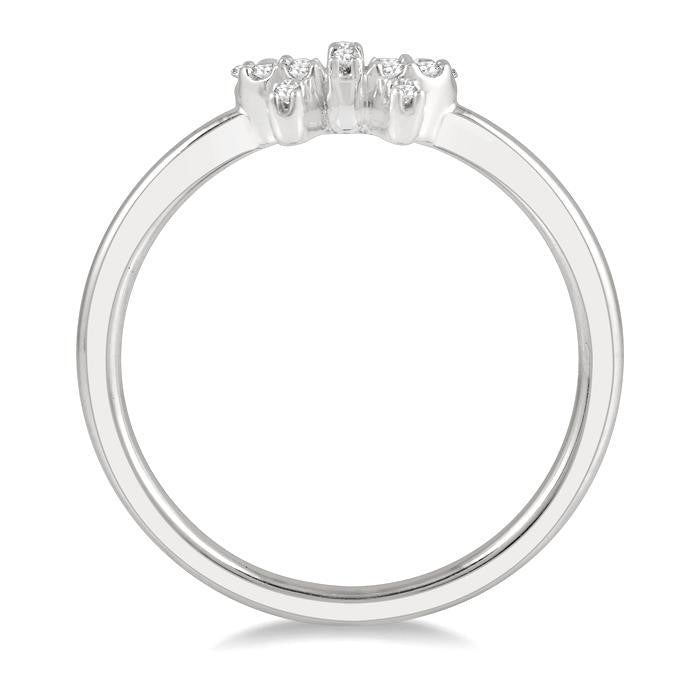 1/10 Ctw Bow Cutout Round Cut Diamond Petite Fashion Ring in 10K White Gold
