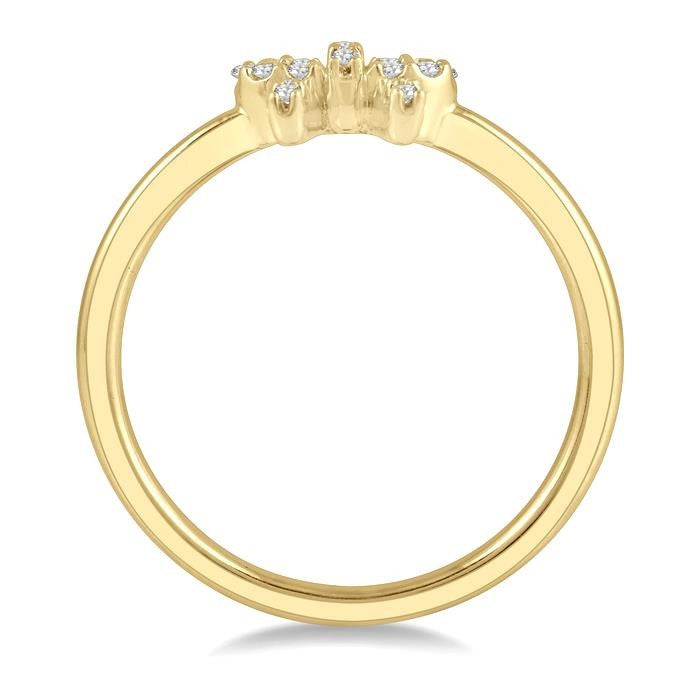 1/10 Ctw Bow Cutout Round Cut Diamond Petite Fashion Ring in 10K Yellow Gold