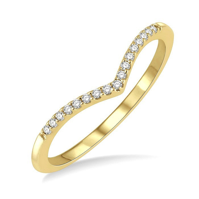 1/10 Ctw Chevron Round Cut Diamond Petite Band in 10K Yellow Gold