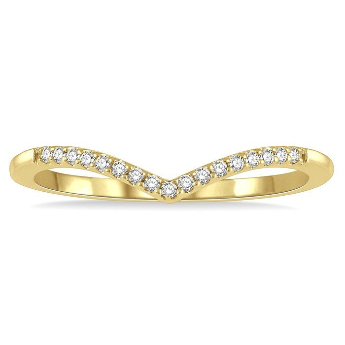 1/10 Ctw Chevron Round Cut Diamond Petite Band in 10K Yellow Gold