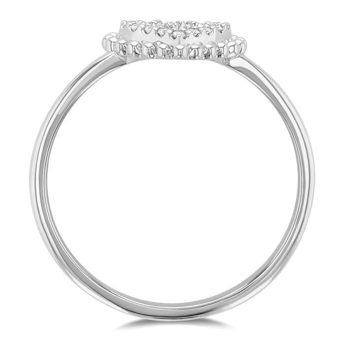 1/10 Ctw Petite Heart Round Cut Diamond Stackable Fashion Ring in 10K White Gold