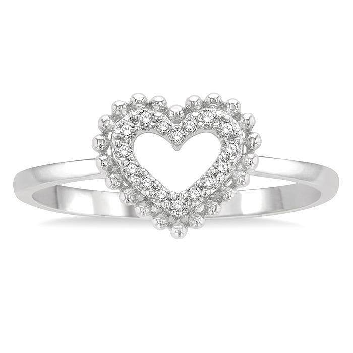 Stackable Heart Shape Petite Diamond Fashion Ring