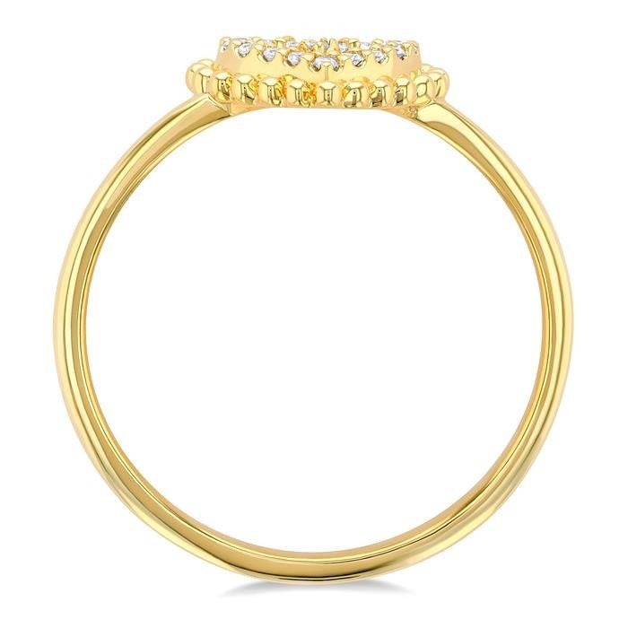 1/10 Ctw Petite Heart Round Cut Diamond Stackable Fashion Ring in 10K Yellow Gold