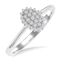 1/6 Ctw Petite Oval Shape Round Cut Diamond Cluster Fashion Ring in 10K White Gold