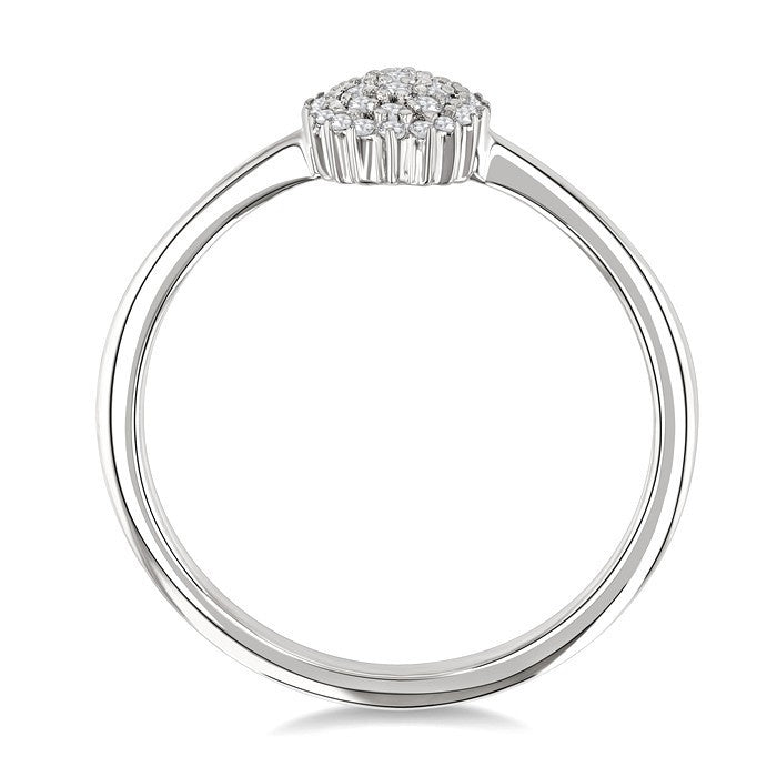 1/6 Ctw Petite Oval Shape Round Cut Diamond Cluster Fashion Ring in 10K White Gold
