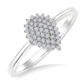 1/6 Ctw Petite Pear Shape Round Cut Diamond Cluster Fashion Ring in 10K White Gold