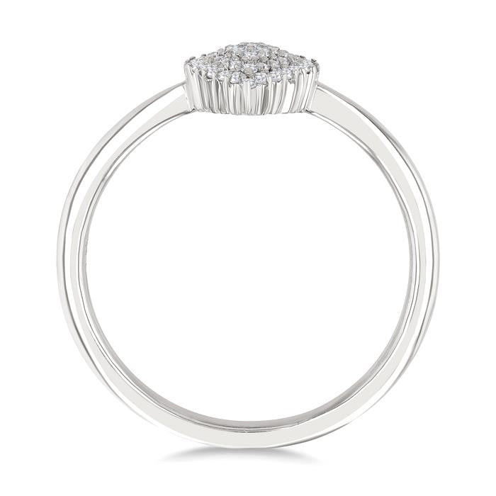 1/6 Ctw Petite Pear Shape Round Cut Diamond Cluster Fashion Ring in 10K White Gold