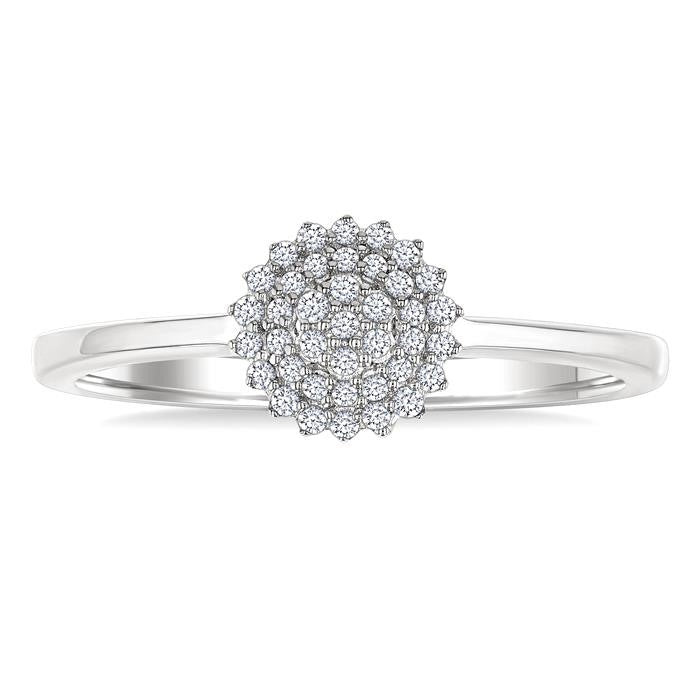 1/6 Ctw Petite Round Shape Round Cut Diamond Cluster Fashion Ring in 10K White Gold