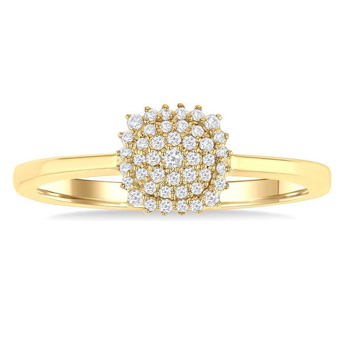 Cushion Shape Petite Cluster Diamond Fashion Ring