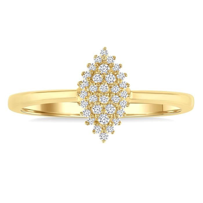 1/6 Ctw Petite Marquise Shape Round Cut Diamond Cluster Fashion Ring in 10K Yellow Gold