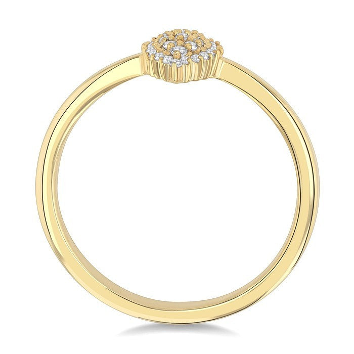 1/6 Ctw Petite Marquise Shape Round Cut Diamond Cluster Fashion Ring in 10K Yellow Gold
