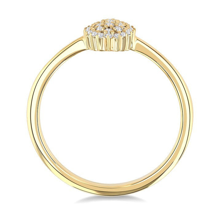 1/6 Ctw Petite Oval Shape Round Cut Diamond Cluster Fashion Ring in 10K Yellow Gold
