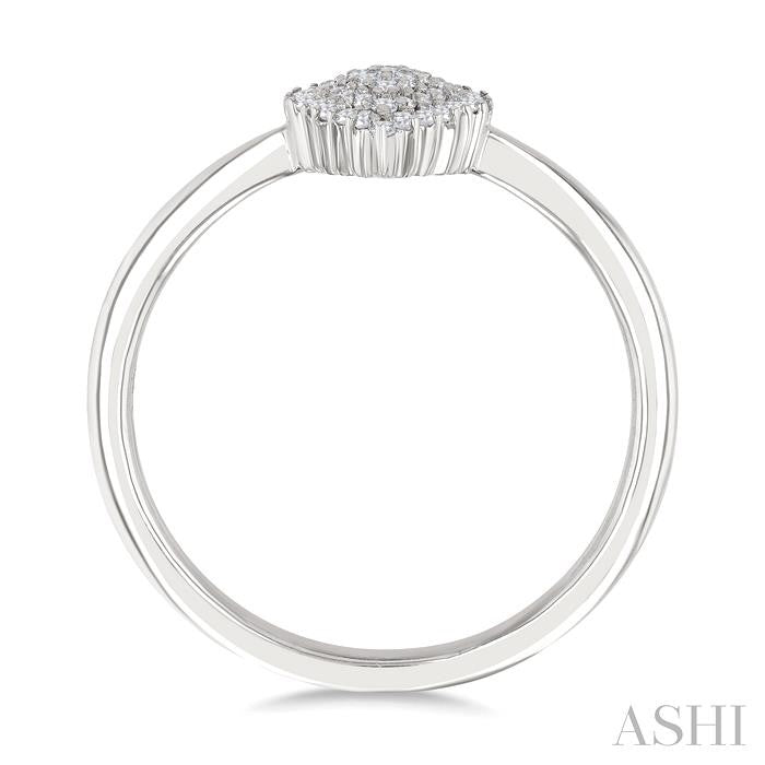 1/6 Ctw Petite Pear Shape Round Cut Diamond Cluster Fashion Ring in 10K White Gold