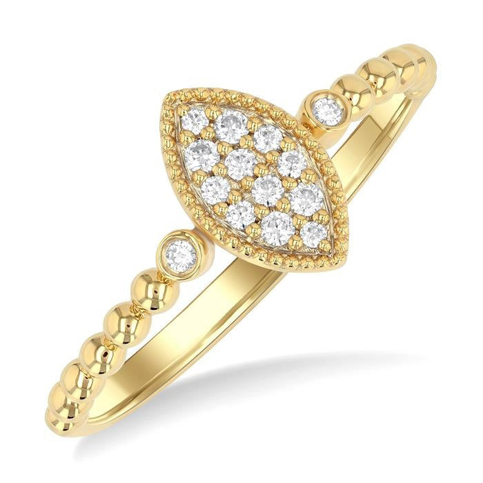 Bead Marquise Shape Petite Diamond Fashion Ring
