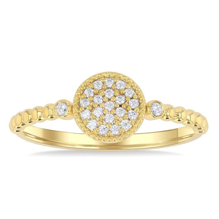 Bead Round Shape Petite Diamond Fashion Ring