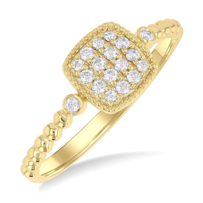 Bead Cushion Shape Petite Diamond Fashion Ring