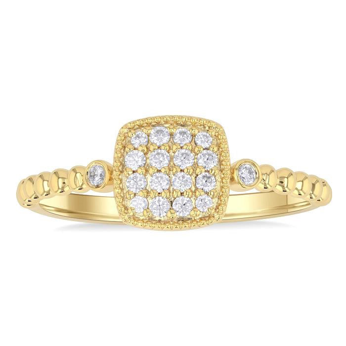 Bead Cushion Shape Petite Diamond Fashion Ring