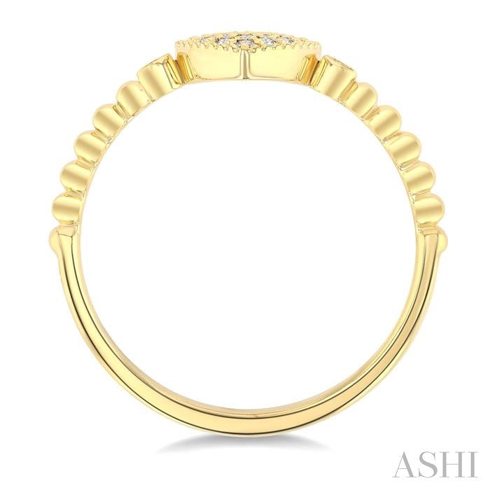 1/8 Ctw Petite Bead Shank Heart Motif Round Cut Bead Bijoux Diamond Fashion Ring in 10K Yellow Gold