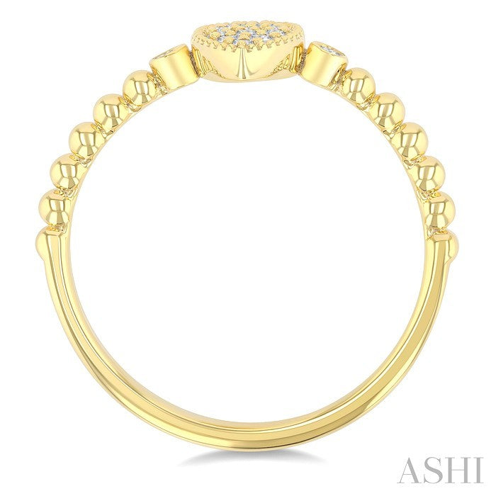 1/8 Ctw Petite Bead Shank Marquise Shape Center Round Cut Bead Bijoux Diamond Fashion Ring in 10K Yellow Gold