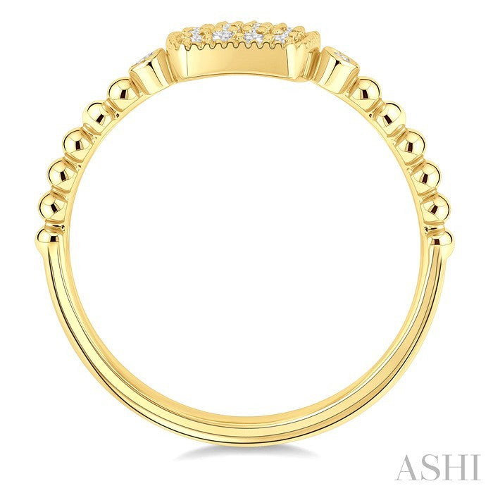 1/8 Ctw Petite Bead Shank Cushion Shape Center Round Cut Bead Bijoux Diamond Fashion Ring in 10K Yellow Gold