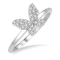 1/6 Ctw Butterfly Motif Round Cut Diamond Petite Fashion Ring in 10K White Gold