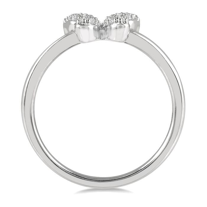1/6 Ctw Butterfly Motif Round Cut Diamond Petite Fashion Ring in 10K White Gold