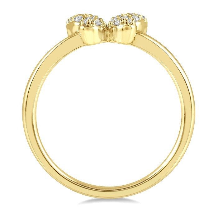 1/6 Ctw Butterfly Motif Round Cut Diamond Petite Fashion Ring in 10K Yellow Gold