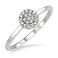 1/10 Ctw Disc Shape Center Round Cut Diamond Petite Fashion Ring in 10K White Gold