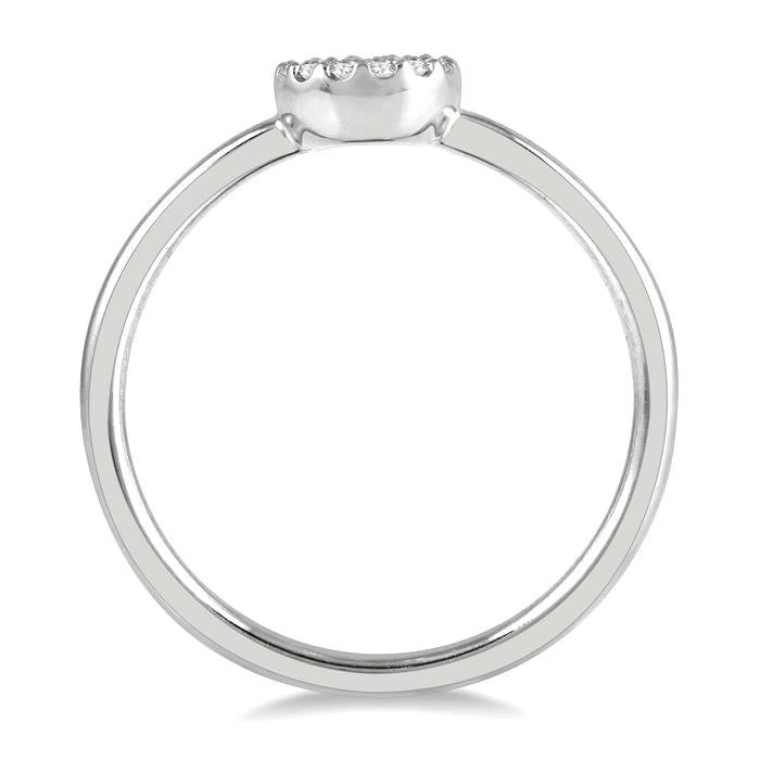 1/10 Ctw Disc Shape Center Round Cut Diamond Petite Fashion Ring in 10K White Gold