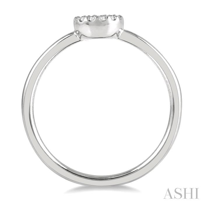 1/10 Ctw Disc Shape Center Round Cut Diamond Petite Fashion Ring in 10K White Gold