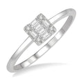 1/8 Ctw Square Shape Baguette and Round Cut Diamond Petite Fashion Ring in 10K White Gold