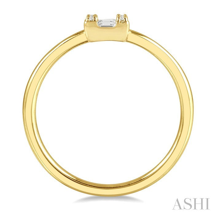 1/8 Ctw Square Shape Baguette and Round Cut Diamond Petite Fashion Ring in 10K Yellow Gold