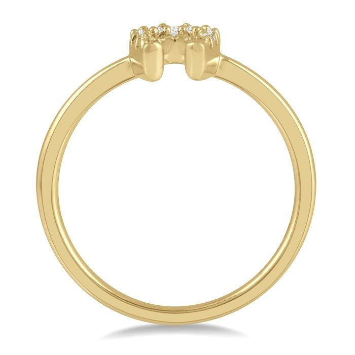 1/10 Ctw Horseshoe Charm Round Cut Diamond Petite Fashion Ring in 14K Yellow Gold