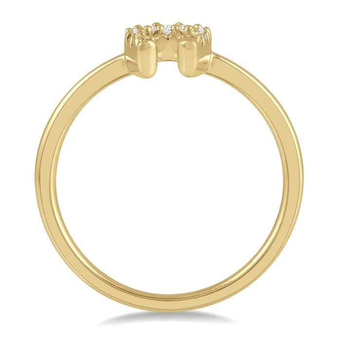 1/10 Ctw Horseshoe Charm Round Cut Diamond Petite Fashion Ring in 10K Yellow Gold