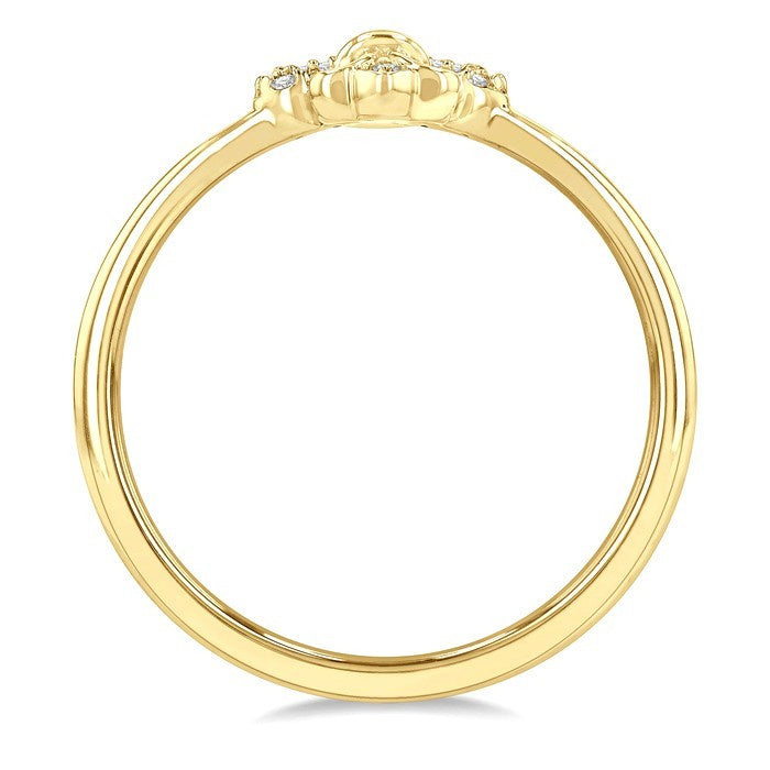 1/20 Ctw Fleur De Lis Round Cut Diamond Petite Fashion Ring in 10K Yellow Gold